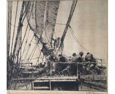 Arthur Briscoe (1920-1997) etching - Bound for Rio Grande, signed and numbered 10/75 below, titled to label verso, 22.5cm x 2