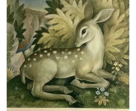 Billie Waters (1896-1979) print - The Little Fawn, 35cm x 40cm, signed in pencil, in glazed frame
