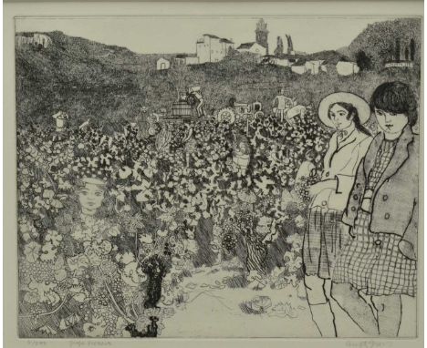*Anthony Gross (1905-1984) etching - Grape Pickers, no. 8 of 250 copies issued in 1972. Titled and signed by the artist, 28cm