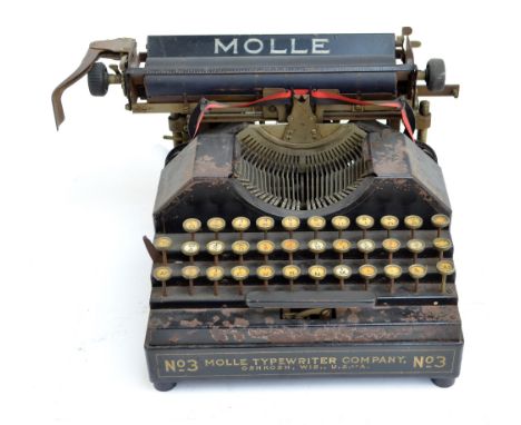 A vintage Molle typewriter no.3, uncased.   CONDITION REPORT:  W; approx. 34.5cm. D; approx. 27cm. H: approx. 21cm.A packing 