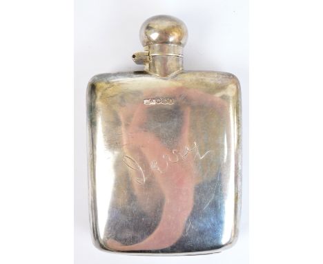 JAMES DIXON & SON; a George V hallmarked silver screw cap hip flask inscribed 'Jerry', the base also inscribed 'Doctor.W.H.Du