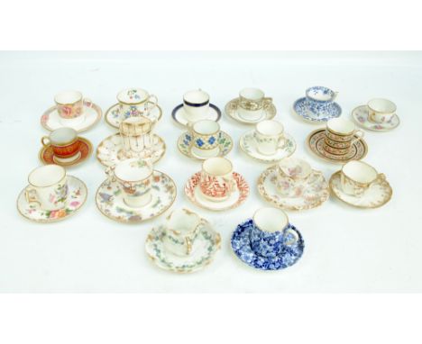 A collection of eighteen 19th century and later coffee cups/cans and saucers, including examples by Royal Crown Derby, Royal 