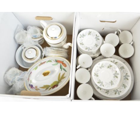 A Royal Worcester coffee set in 'Ruffles' pattern comprising coffee pot, jug, sucrier and six coffee cans and saucers, a quan