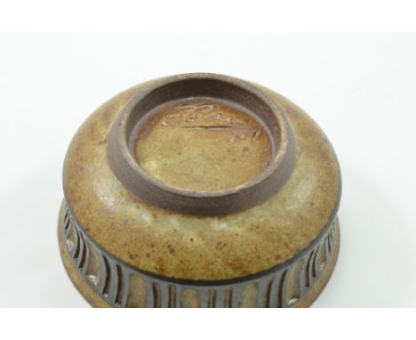 A Scandinavian stoneware ceramic bowl, incised signature and date, diameter 14cm.   CONDITION REPORT:  Appears good with no o