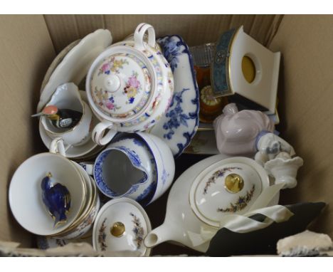 A quantity of mixed ceramics including a Shelley cruet on a saucer, other Shelley items, a Royal Doulton Broadlands part tea 