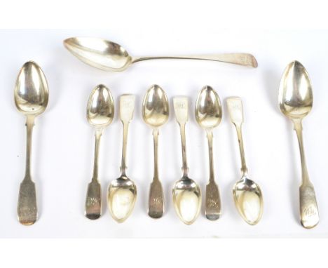 WILLIAM ETON; a set of six William IV hallmarked silver fiddle pattern teaspoons, each initialled MC to the finial, London 18