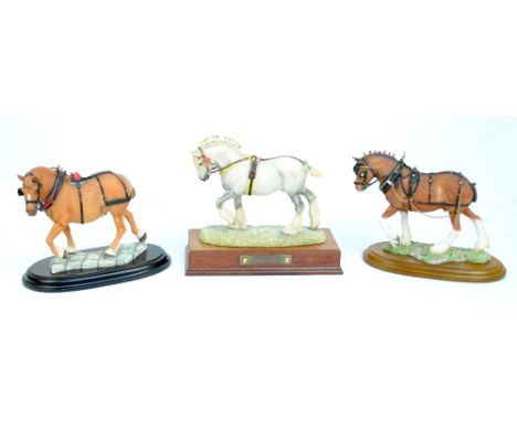 Three Border Fine Art ceramic figures of horses, "Champion of Champions", no.136, "Champion Shire Horse in Bay", no.145 (both