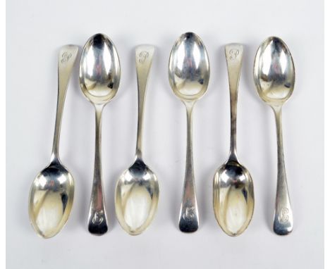 ATKIN BROS; a set of six Victorian hallmarked silver Old English pattern teaspoons, each initialled P to the finial, Sheffiel