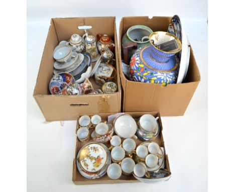 A group of Japanese porcelain coffee cans and saucers, some with matching pot, cream jug and sugar bowl, two eggshell porcela