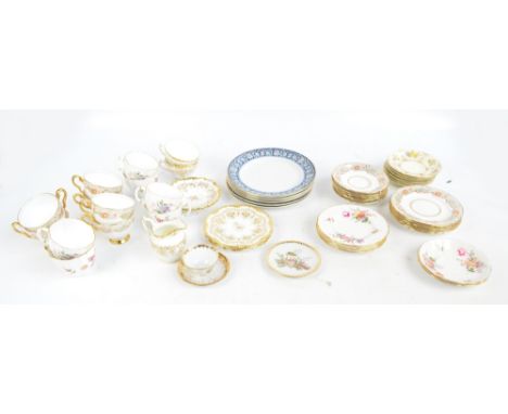 A group of various ceramic tea ware including Royal Crown Derby 'Derby Posies' cups and saucers, also a set of six Grimswade 