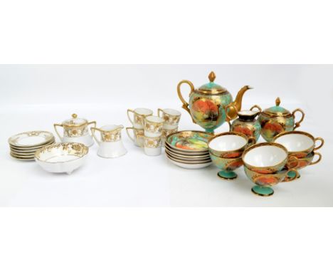 A Noritake tea set comprising six cups and saucers, bowl, sucrier, jug and a Meito Japanese tea set comprising teapot, sucrie