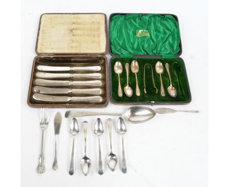 THOMAS OLIPHANT; a set of five George III hallmarked silver Old English pattern bright cut decorated teaspoons, each initiall