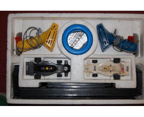 A boxed Scalextric Grand Prix 8 model motor racing with high speed banking
