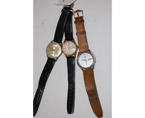 A Roamer steel cased gents wrist watch having manual wind Incabloc movement together with an Oris steel cased wrist watch and