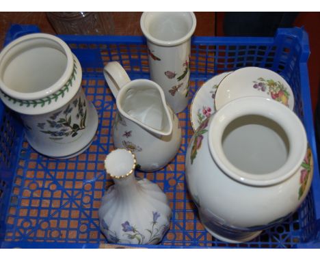 A Portmeirion Botanic Garden pattern vase of baluster form together with various other Portmeirion table wares, a Spode campa