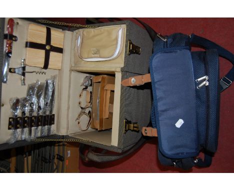 A modern picnic hamper and contents; together with one other (2) 