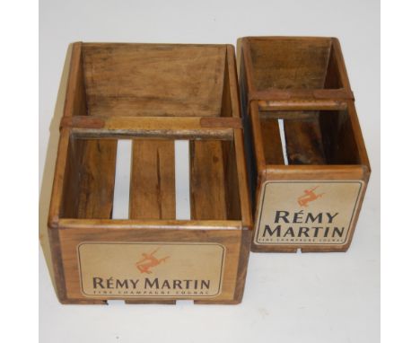 A set of four hardwood crates each bearing label for Remy Martin Fine Champagne Cognac