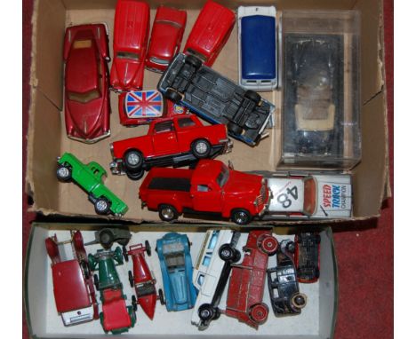 A small collection of assorted loose and playworn diecast toy vehicles to include; Matchbox Mercedes Benz ambulance, Corgi Fo