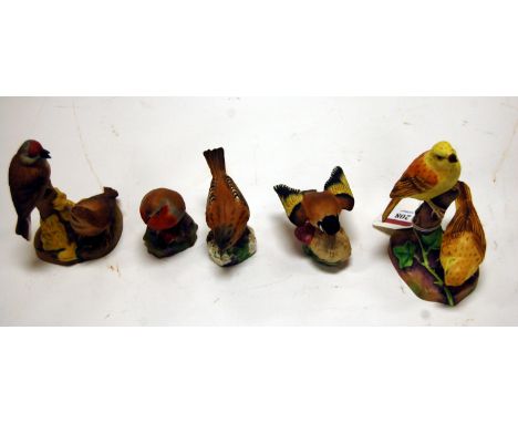 A collection of five Royal Worcester bird figures to include; Yellowhammer, Linnet, Hedge Sparrow, Goldfinch, and Robin