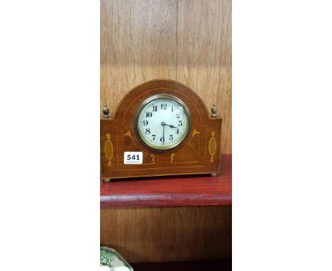 INLAID MAHOGANY MANTLE CLOCK