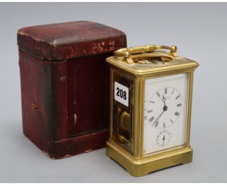 A G. Hammond brass repeating carriage clock and case