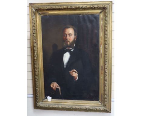 Early 20th century Continental School, oil on canvas, Half length portrait of a gentleman smoking a cigar, 102 x 68cmCONDITIO