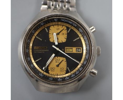 A gentleman's 1970's? stainless steel Seiko chronograph automatic 'John Player Special' wrist watch, case back numbered 73608