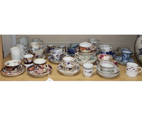 A large group of Worcester, New Hall, Regency tea and coffee wares and 19th century tea wares
