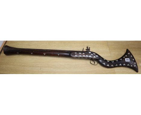 An Indo-Persian mother of pearl inlaid blunderbuss, length 100cm