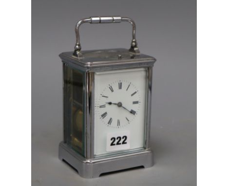 A French silvered brass carriage clock