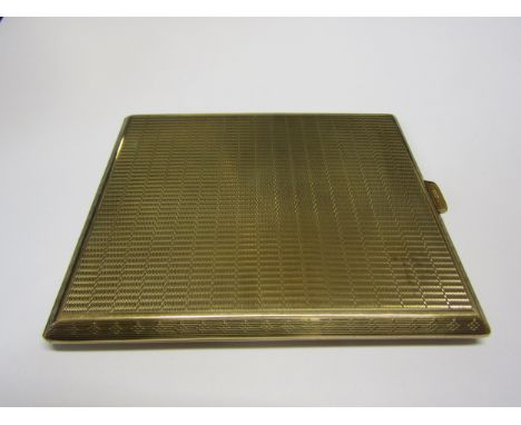 A 9ct gold cigarette case, engine turned detail, 128g 