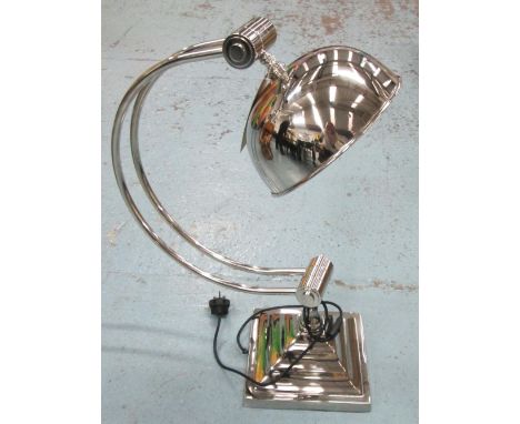DESK LAMP, in chromed metal Art Deco style, 69cm H.