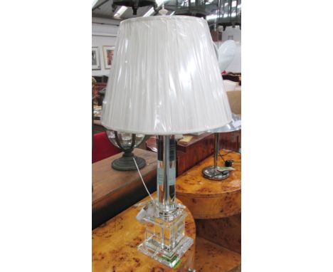 TABLE LAMP, Regency style, crystal column with silk shade, 93cm H, retail at £1800.