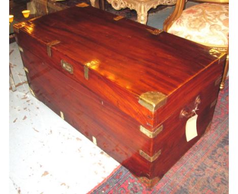 TRUNK, late 19th/early 20th century camphorwood and brass bound with rising lid and carrying handles, 104cm W x 53cm D x 50cm