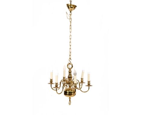 Brass 6-light globe chandelier, 120 cm high, 54 cm diameter