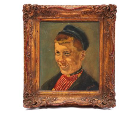 Signed Jordans, portrait of a fisherman, board 34x29 cm