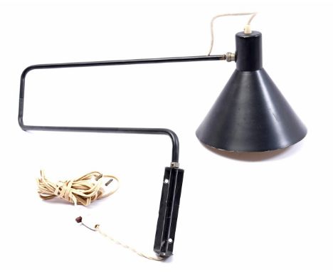 Jan Hoogervorst (1918-1984)Adjustable metal wall lamp with black shade, design J J M Hoogervorst for Anvia, the Netherlands, 