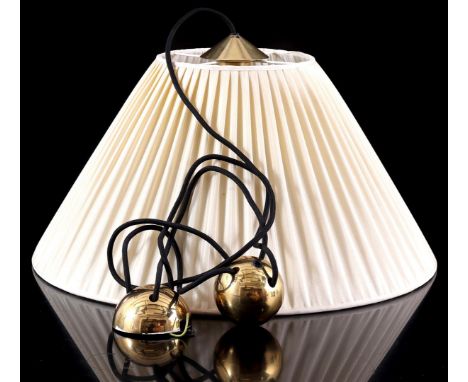 Florian Schulz (1946-)Brass pendant lamp with upholstered shade, design Florian Schultz, Germany 1970s (shade not original)
