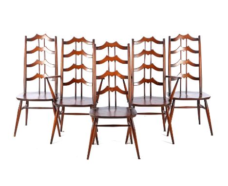 Lucian Ercolani (1888-1976)4 walnut ladder-back chairs, design Lucian R. Ercolani for Ercol, England, mid 20th century