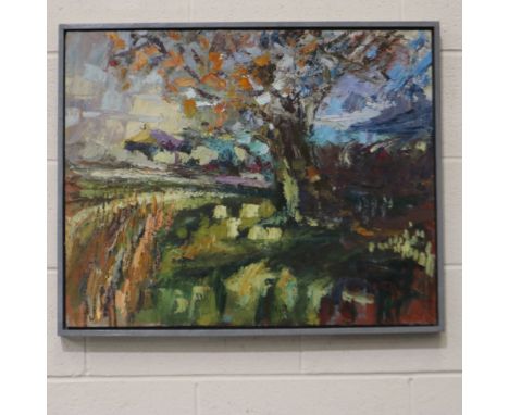 Jan Newhouse (20th century): oil on board, Bend In The Road, formerly property of the Warrington museum. UK P&amp;P Group 3 (