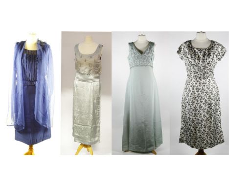 A collection of good quality circa 1960's fashions to include a blue silk and chiffon evening dress by Jean Allen, London, a 