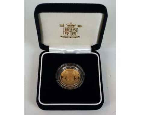 A cased Queen Elizabeth II gold proof sovereign dated 2002