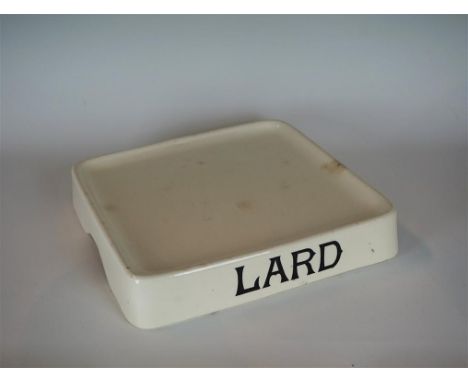 A 19th century advertising shop display 'Lard' butchers slab of square proportions, length 36cm CONDITION REPORT: 480: light 