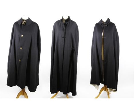 Three good quality black wool capes, to include a Gieves of London by appointment to HM The Queen and HRH The Duke of Edinbur