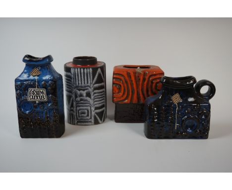 Four pieces of West German Fat Lava ceramics to include three produced by the Carsten's factory to include two decorated in t