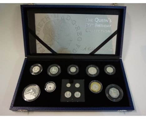 A cased set of silver proof coinage commemorating Her Royal Highness Queen Elizabeth II eightieth birthday, limited to eight 