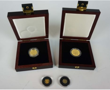 A collection of cased gold proof coinage comprising a Zambia issued ten thousand kwacha, dated 1999, a Queen Elizabeth II bai