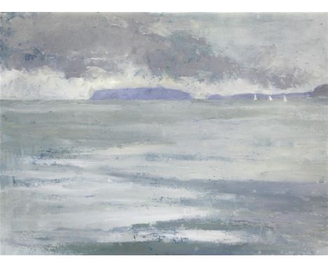 Iola Spafford (British, b.1930) - 'Seascape with Yachts', oil on panel, signed, approx. 50x65cm, framed.  NB: Iola Spafford l