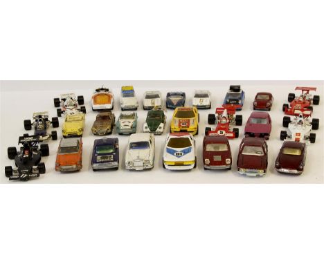 Twenty-nine unboxed diecast vehicles by various makers including Saloons, sporting and racing cars with Corgi Toys Oldmobile 