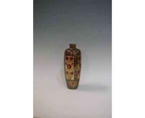 A fine and impressive Pilkington's Royal Lancastrian vase of cylindrical form, having high fired lustre decoration of panelle